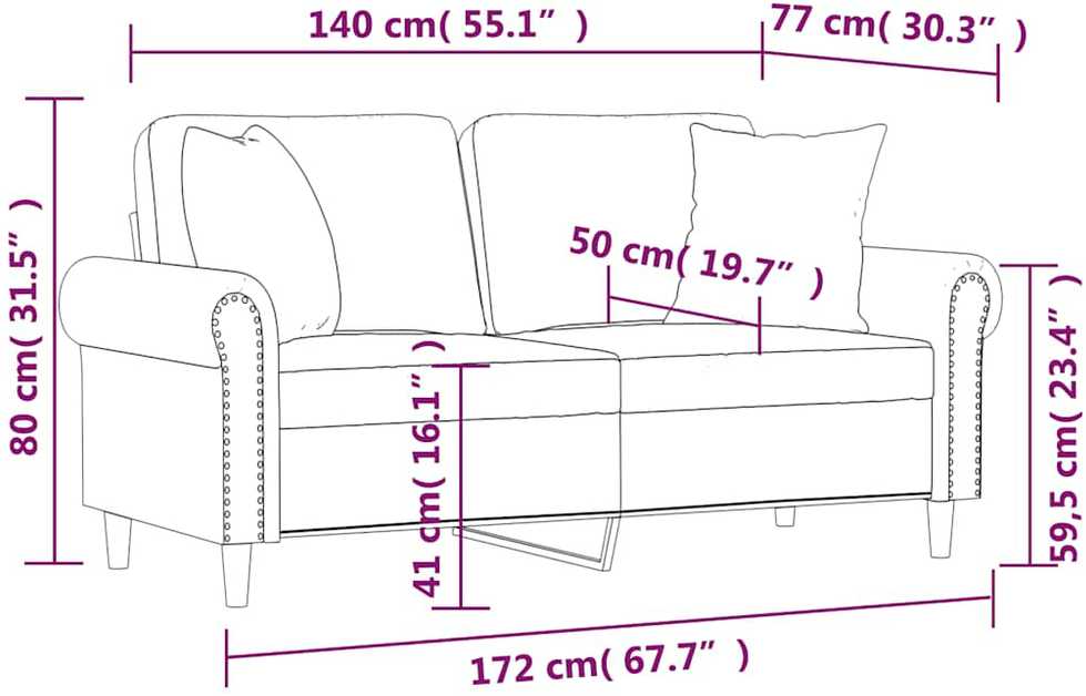 Dvivietė sofa su pagalvėlėmis, vyno, 140cm, dirbtinė oda
