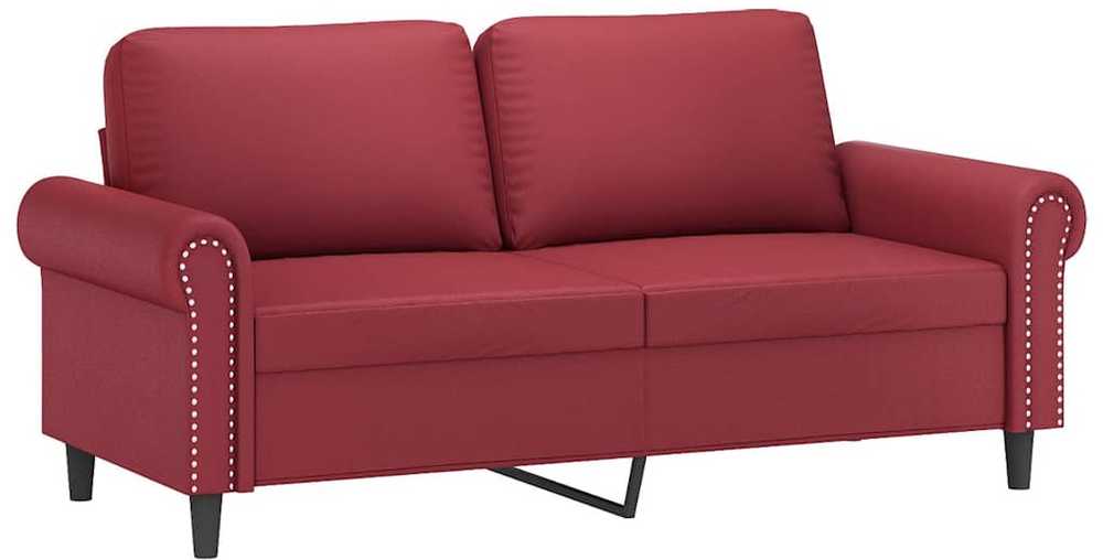 Dvivietė sofa su pagalvėlėmis, vyno, 140cm, dirbtinė oda