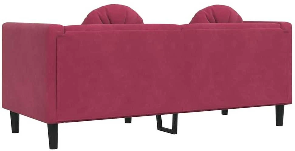 Dvivietė sofa su pagalvėlėmis, vyno raudonos spalvos, aksomas