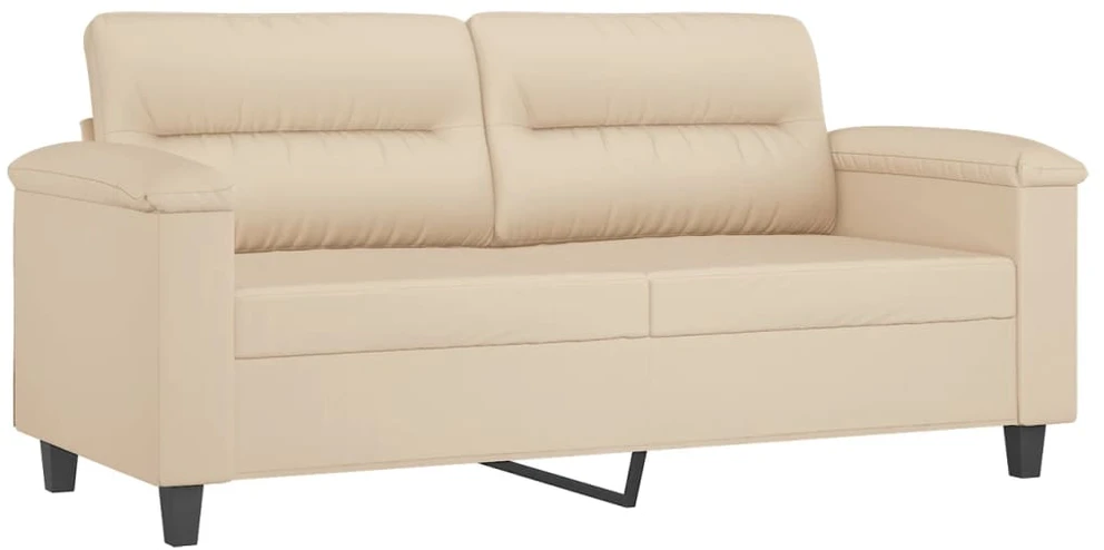 Dvivietė sofa su pagalvėmis, kreminė, 140cm, audinys