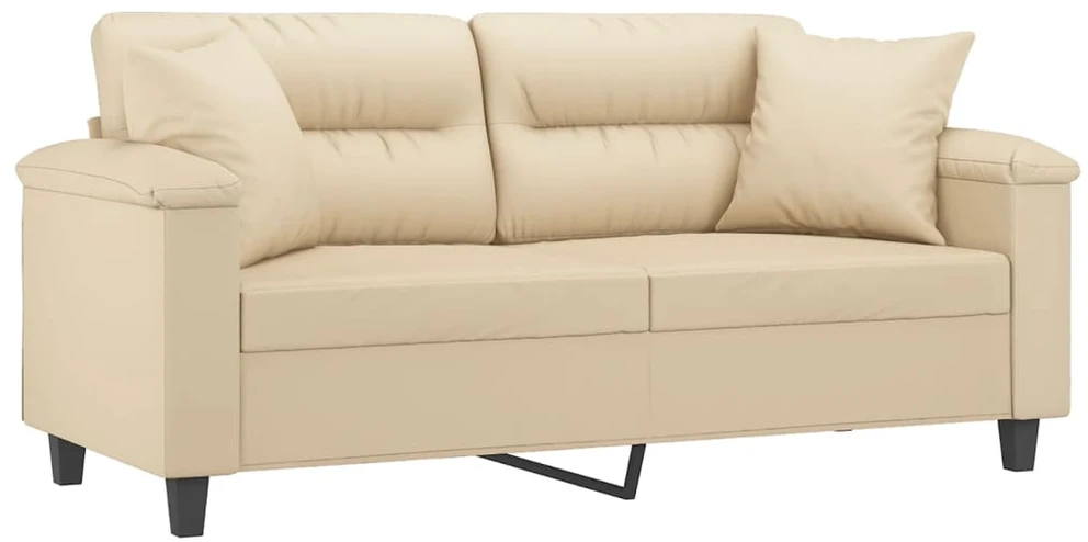 Dvivietė sofa su pagalvėmis, kreminė, 140cm, audinys