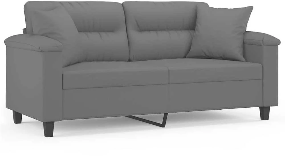 Dvivietė sofa su pagalvėmis, pilka, 140cm, mikropluošto audinys