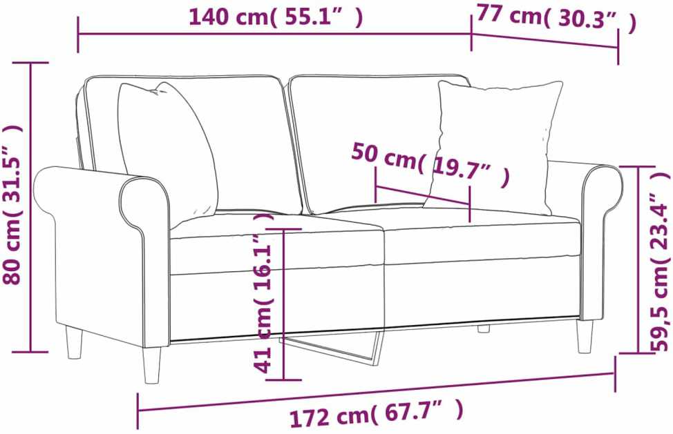 Dvivietė sofa su pagalvėmis, tamsiai pilka, 140cm, audinys