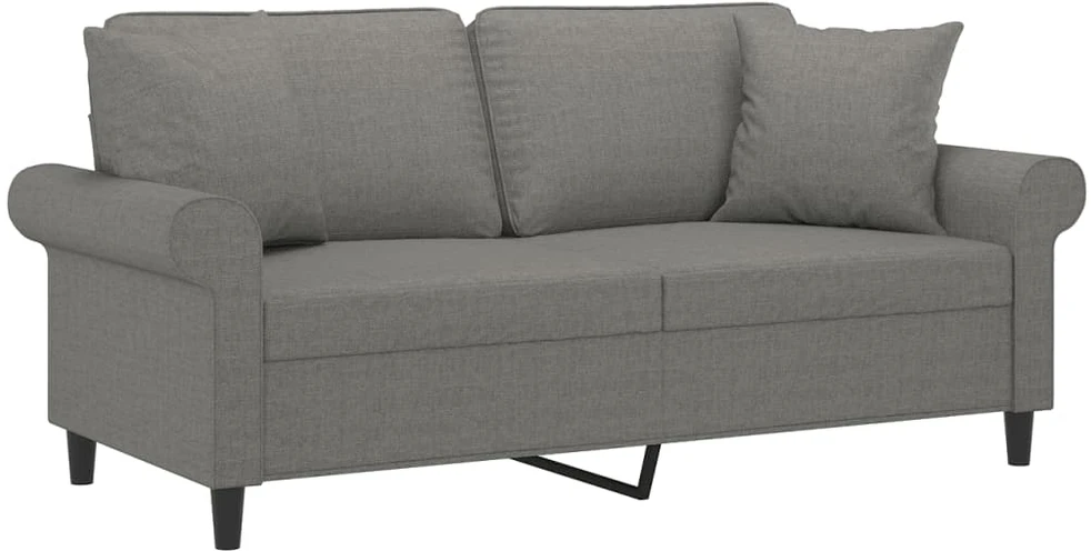 Dvivietė sofa su pagalvėmis, tamsiai pilka, 140cm, audinys