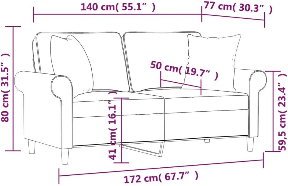 Dvivietė sofa su pagalvėmis, tamsiai pilka, 140cm, audinys