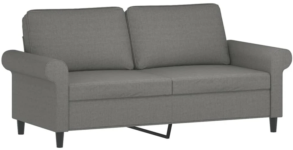 Dvivietė sofa su pagalvėmis, tamsiai pilka, 140cm, audinys