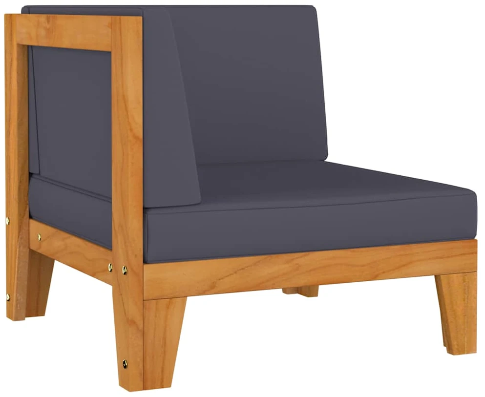 Dvivietė sofa su pilkomis pagalvėlėmis, akacijos masyvas