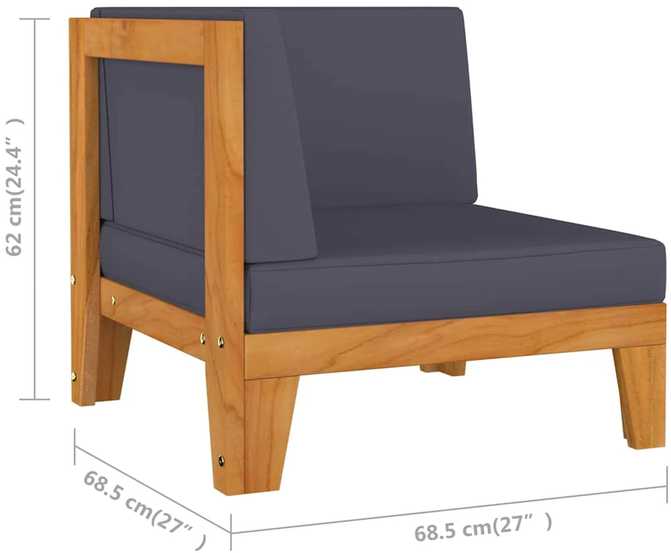 Dvivietė sofa su pilkomis pagalvėlėmis, akacijos masyvas