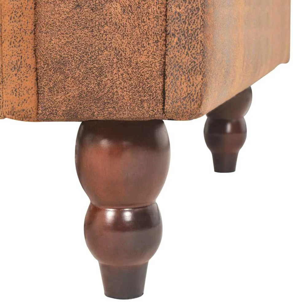 Dvivietė sofa su porankiais, ruda, dirbtinė zomša
