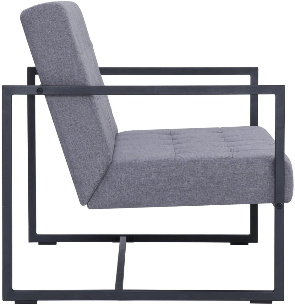 Dvivietė sofa su porankiais, šviesiai pilka, plienas ir audinys
