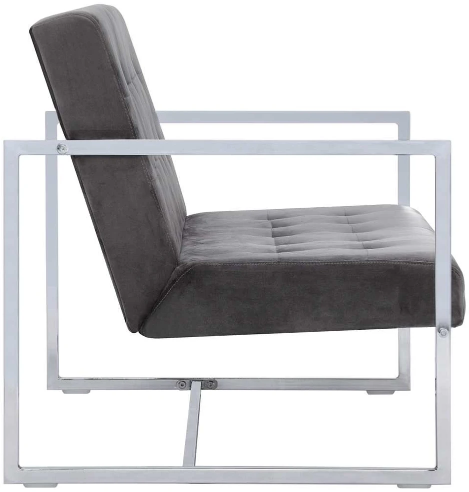 Dvivietė sofa su porankiais, tams. pilk. sp., chromas ir aks.