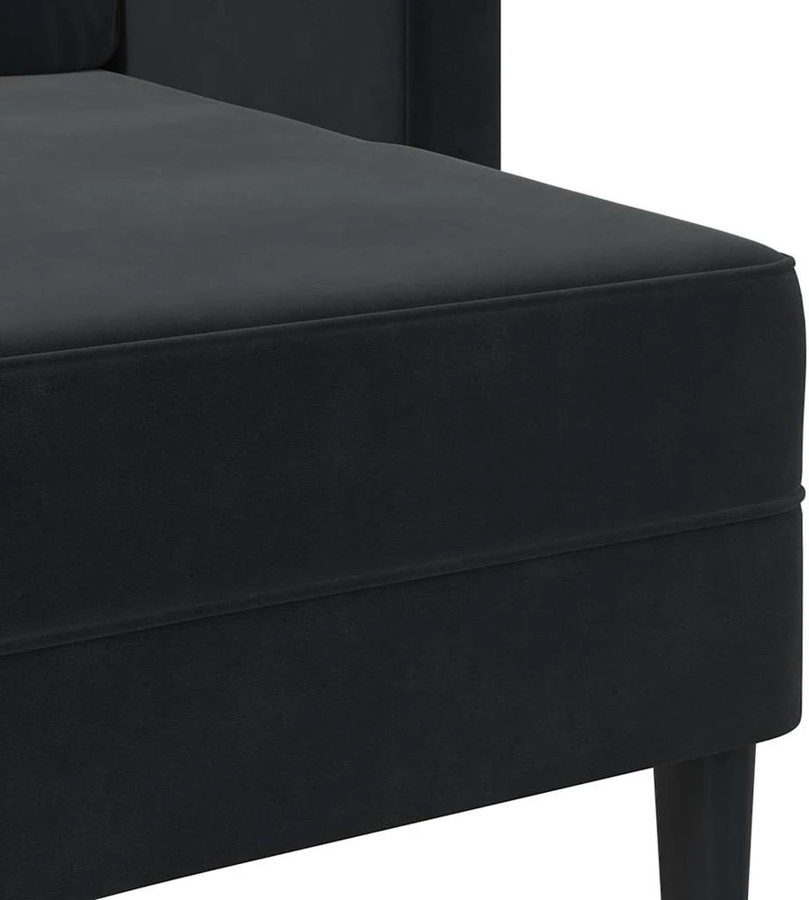 Dvivietė sofa su šezlongu, L formos, juoda, 125 cm, aksominis