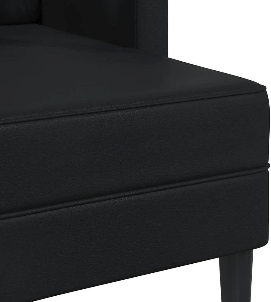 Dvivietė sofa su šezlongu, L formos, juoda, 125 cm, dirbtinė oda