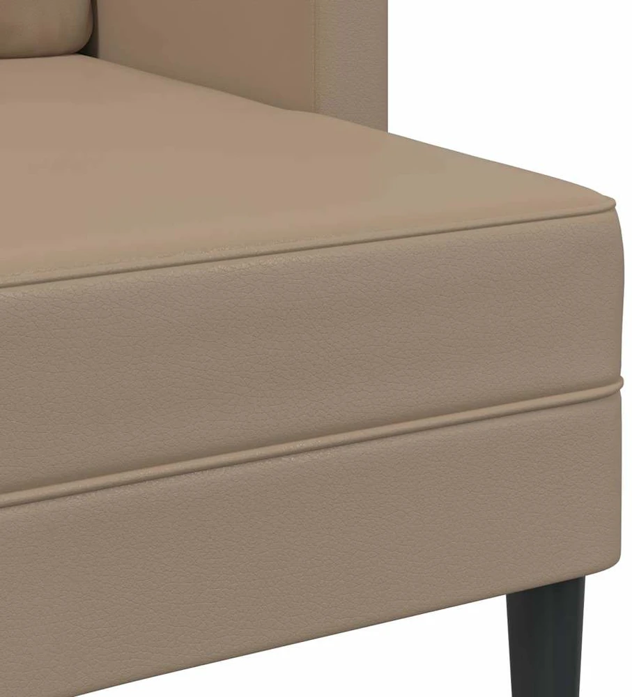 Dvivietė sofa su šezlongu, L formos, kapučino spalvos, 125 cm, dirbtinė oda