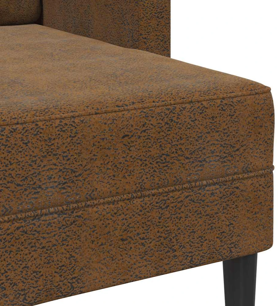 Dvivietė sofa su šezlongu, L formos, ruda, 125 cm, dirbtinė oda
