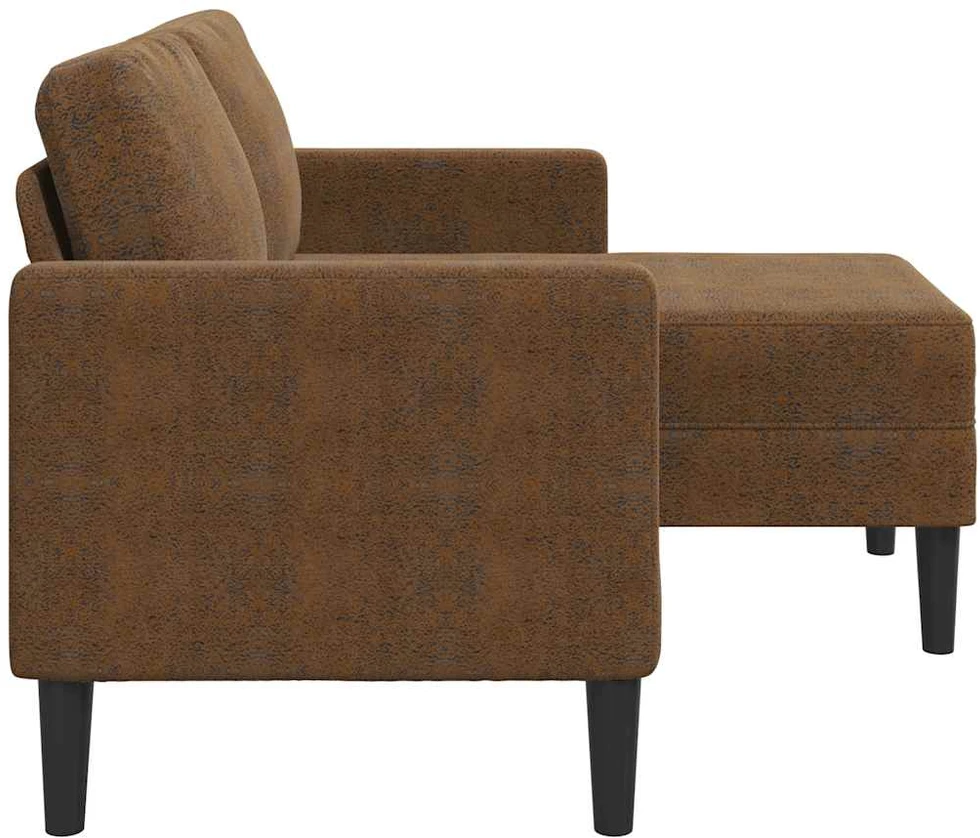 Dvivietė sofa su šezlongu, L formos, ruda, 125 cm, dirbtinė oda
