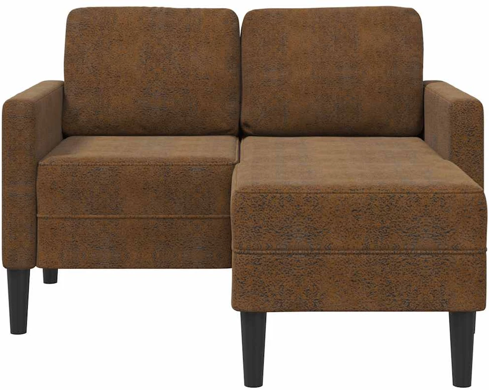 Dvivietė sofa su šezlongu, L formos, ruda, 125 cm, dirbtinė oda