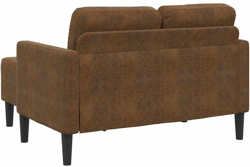Dvivietė sofa su šezlongu, L formos, ruda, 125 cm, dirbtinė oda