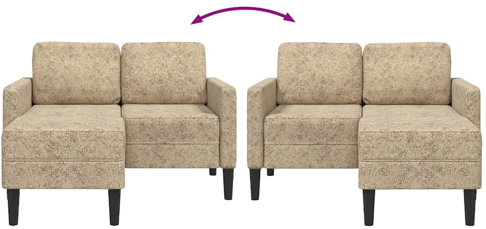 Dvivietė sofa su šezlongu, L formos, šviesiai pilka, 125 cm, dirbtinė oda