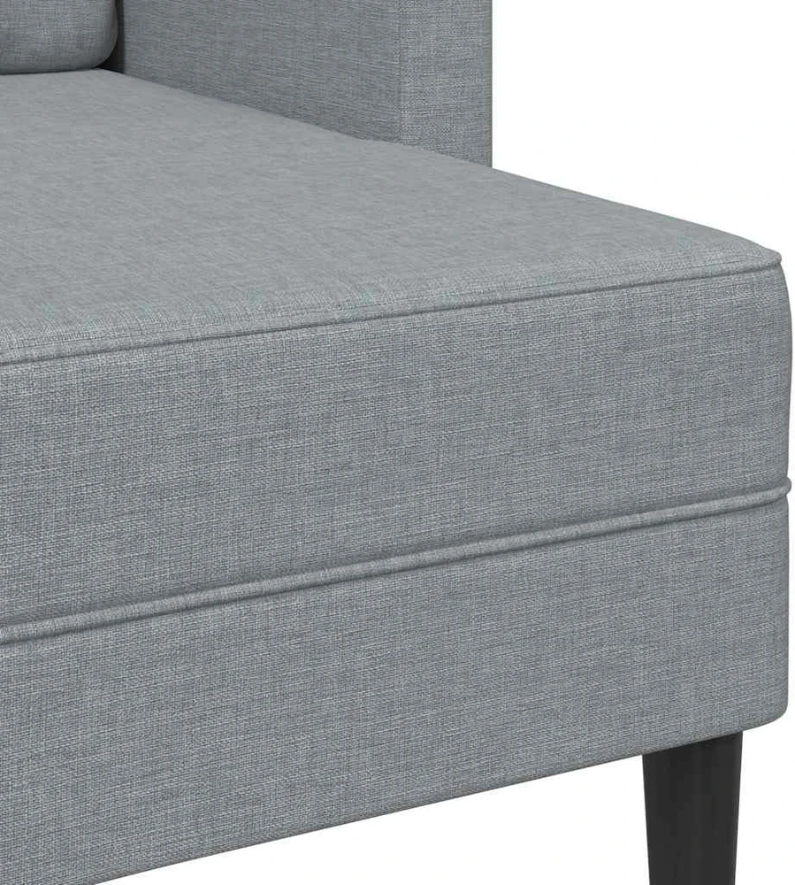 Dvivietė sofa su šezlongu, L formos, šviesiai pilka, 125 cm, audinys