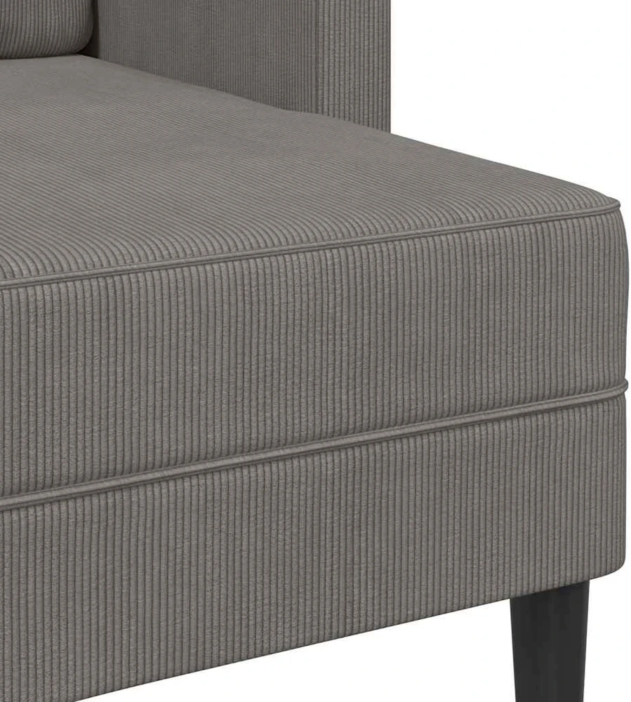 Dvivietė sofa su šezlongu, L formos, šviesiai pilka, 125 cm, linas
