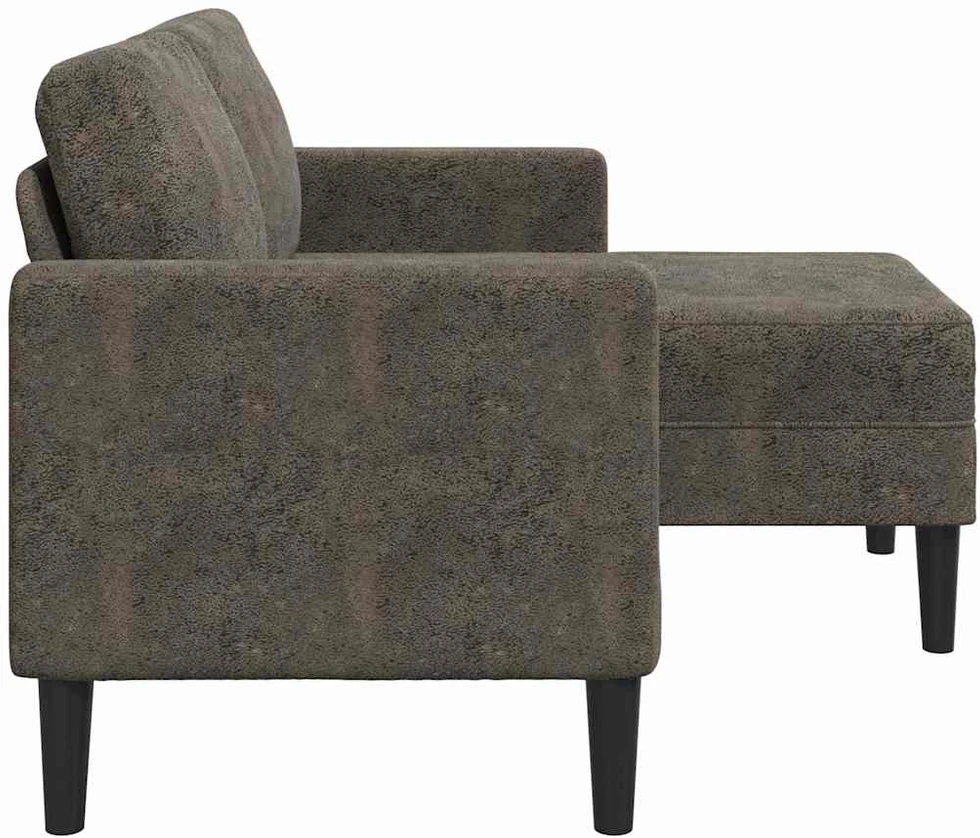 Dvivietė sofa su šezlongu, L formos, tamsiai pilka, 125 cm, dirbtinė oda