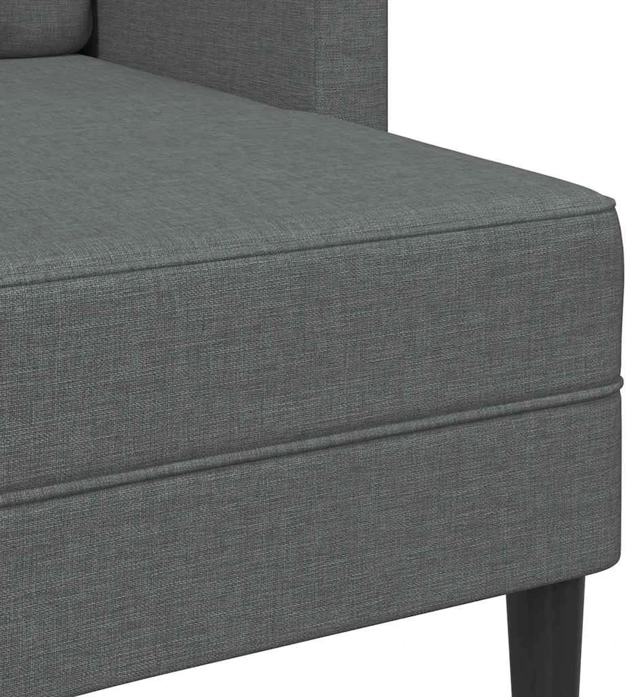 Dvivietė sofa su šezlongu, L formos, tamsiai pilka, 125 cm, audinys