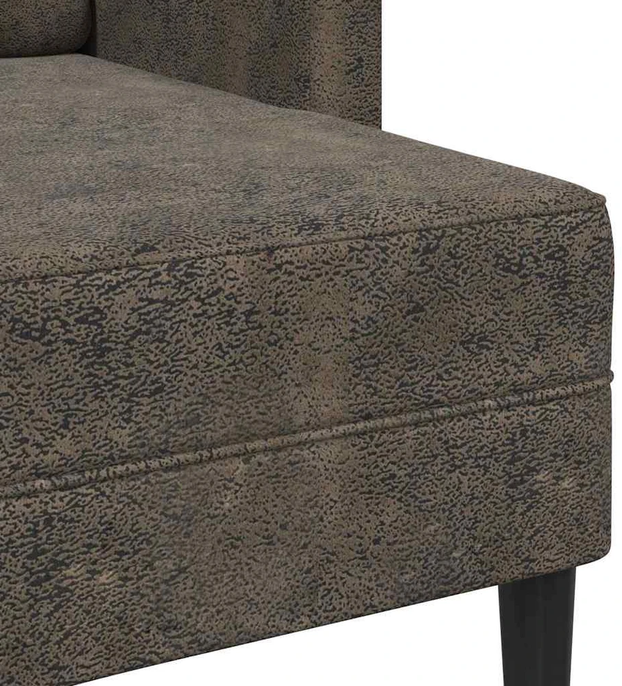 Dvivietė sofa su šezlongu, L formos, tamsiai pilka, 125 cm, dirbtinė oda