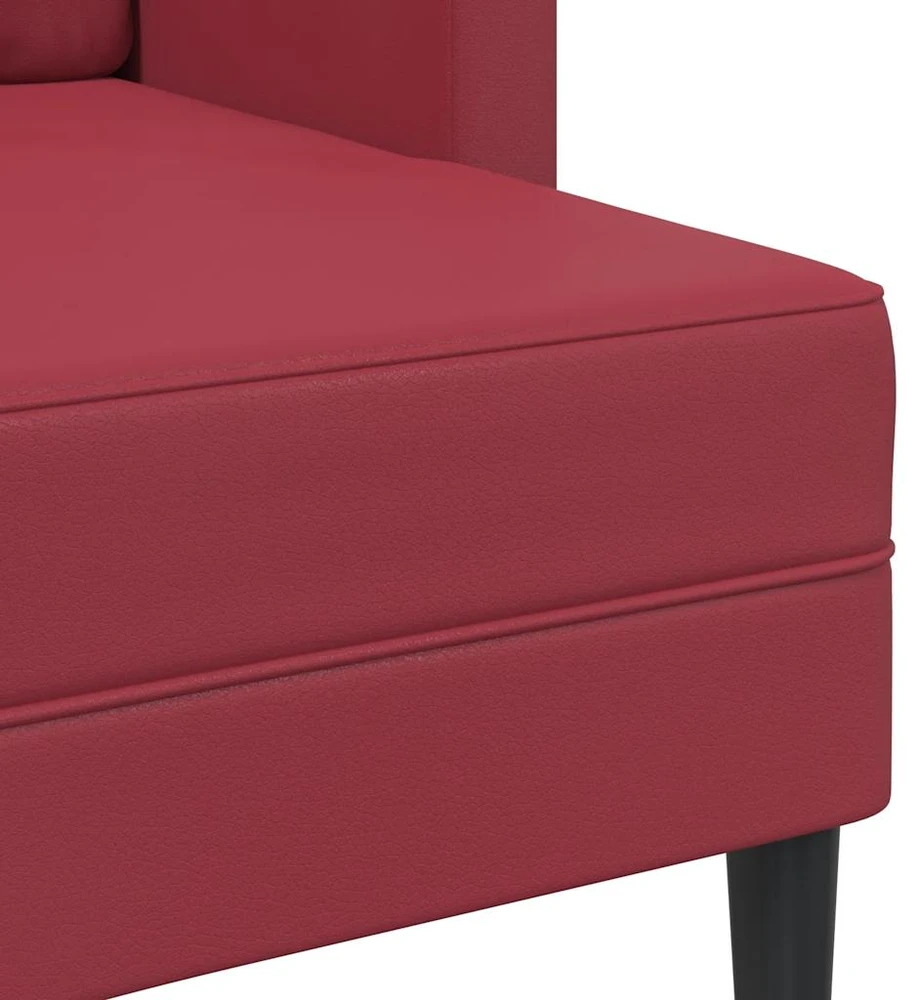 Dvivietė sofa su šezlongu, L formos, vyno raudonos spalvos, 125 cm, dirbtinė oda