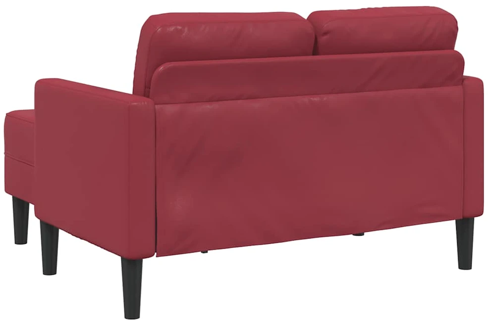 Dvivietė sofa su šezlongu, L formos, vyno raudonos spalvos, 125 cm, dirbtinė oda