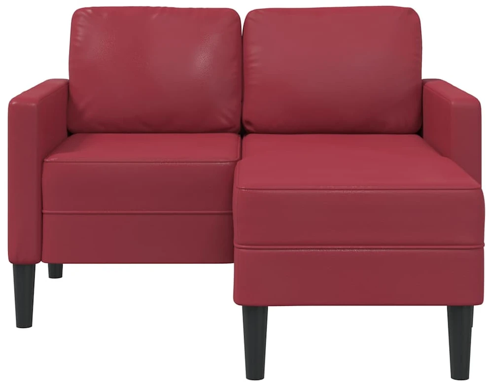 Dvivietė sofa su šezlongu, L formos, vyno raudonos spalvos, 125 cm, dirbtinė oda