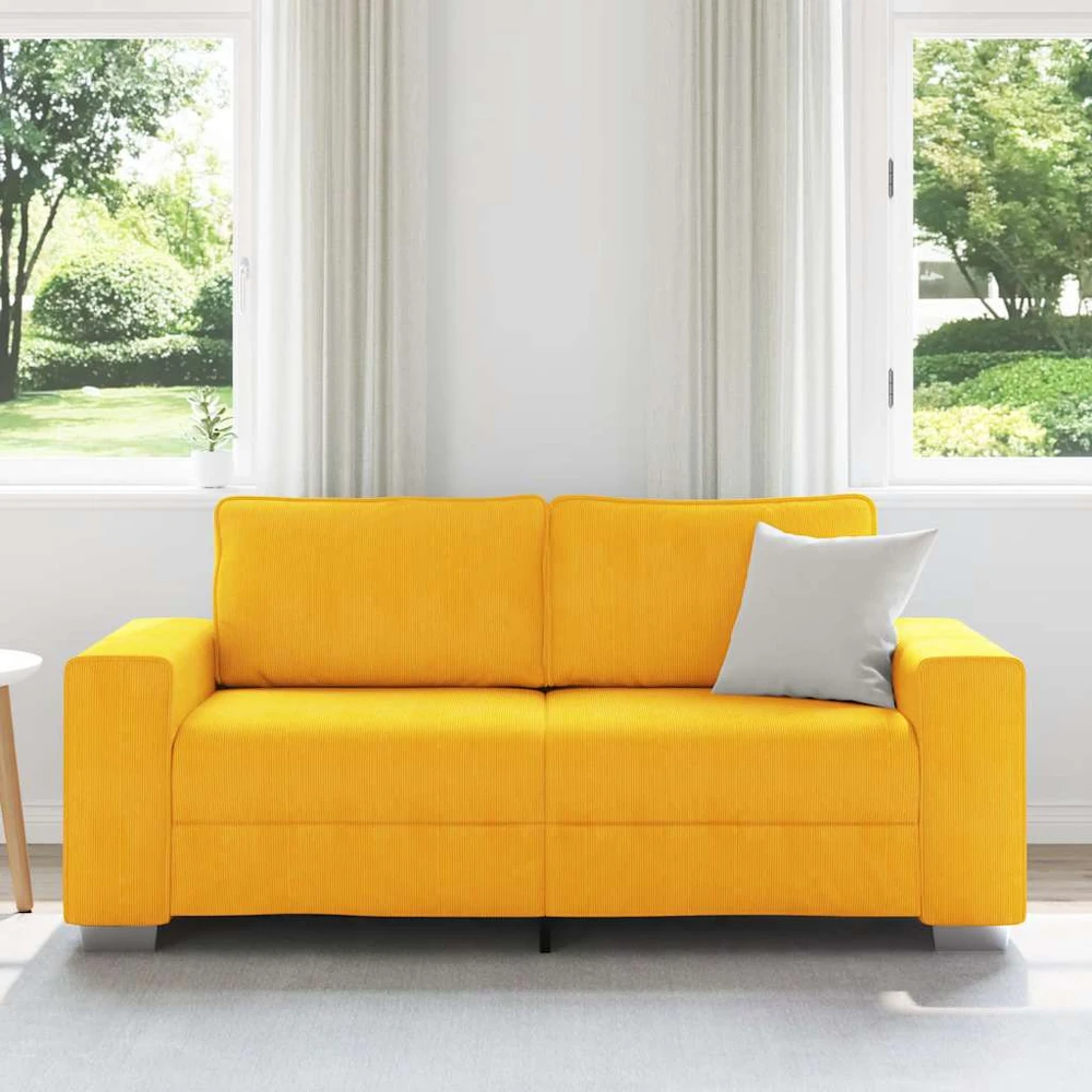 Dvivietė sofa, šviesiai geltona, 180x77x82 cm, velvetas, audinys