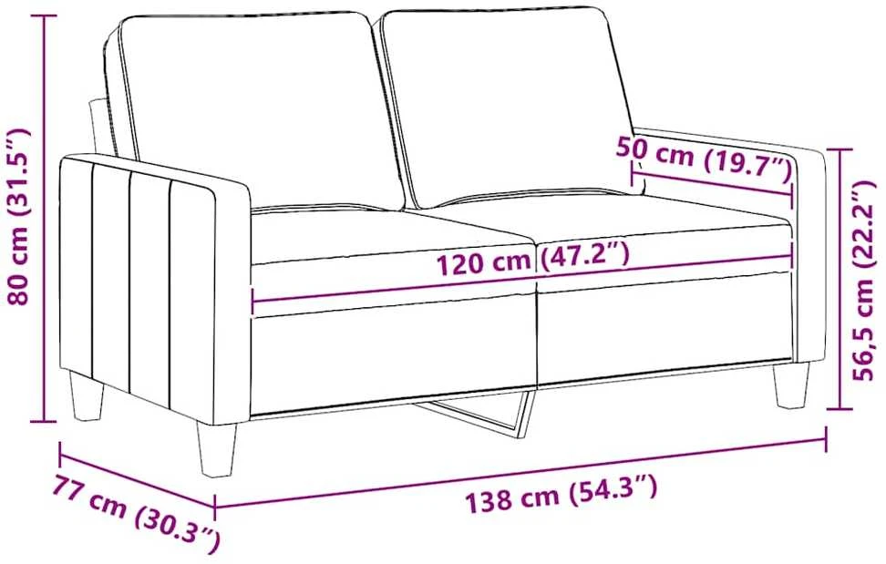 Dvivietė sofa, šviesiai geltonos spalvos, 120cm, audinys