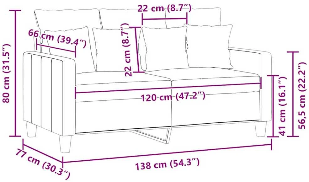 Dvivietė sofa, šviesiai geltonos spalvos, 120cm, audinys
