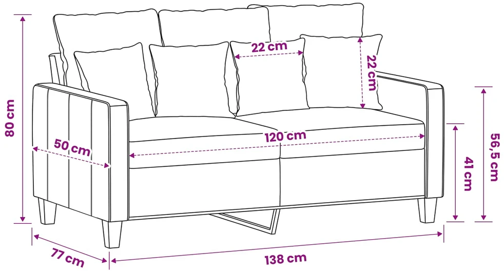 Dvivietė sofa, šviesiai geltonos spalvos, 120cm, audinys