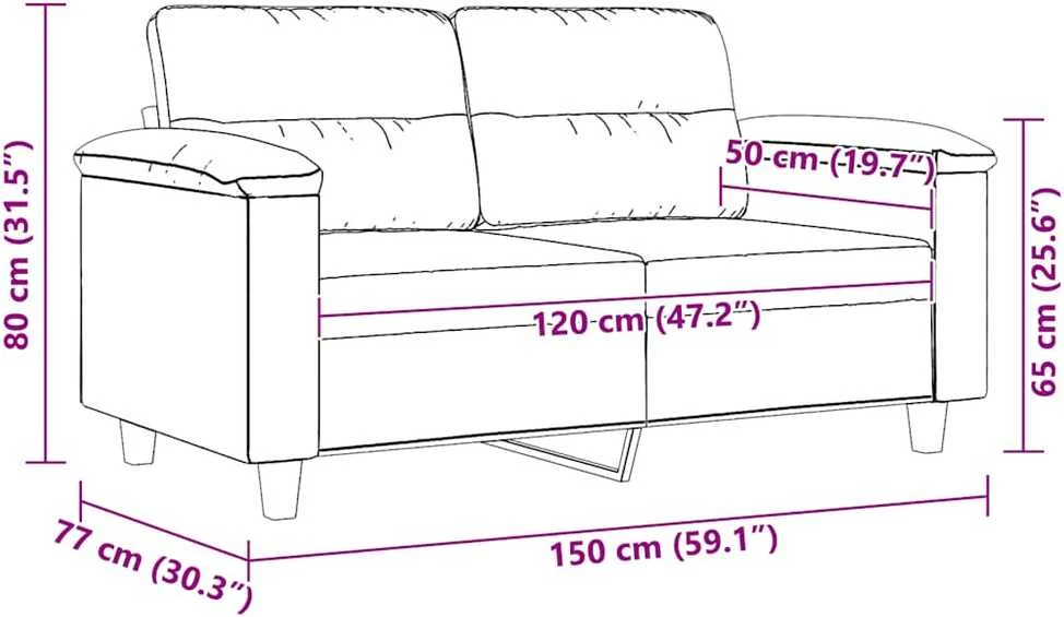 Dvivietė sofa, šviesiai pilka, 120cm, mikropluošto audinys