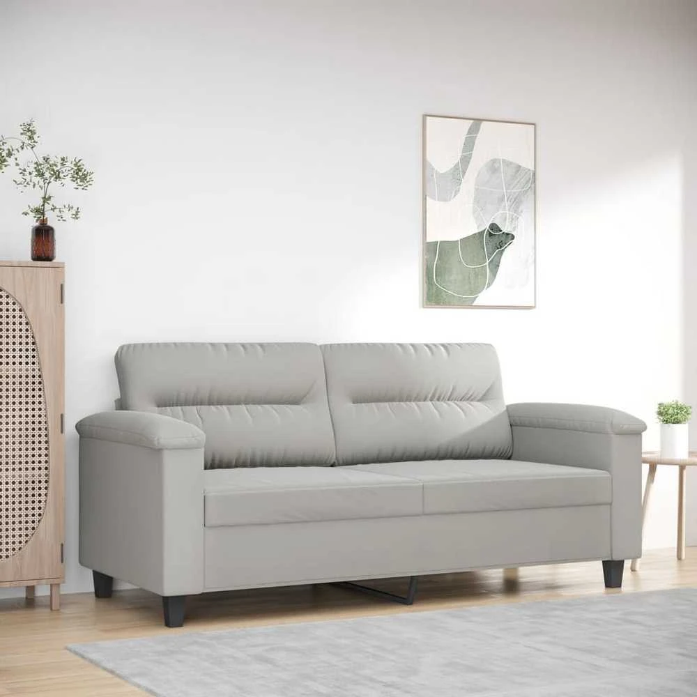 Dvivietė sofa, šviesiai pilka, 140cm, mikropluošto audinys