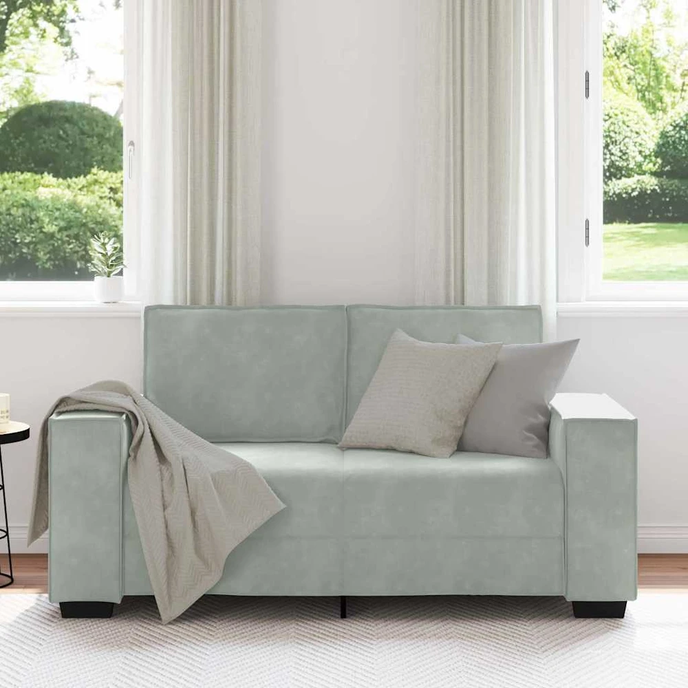 Dvivietė sofa, šviesiai pilka, 160x78x84 cm, aksomas