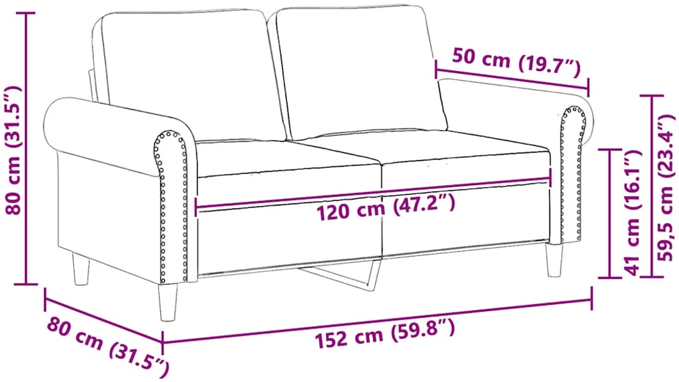 Dvivietė sofa, šviesiai pilkos spalvos, 120cm, aksomas