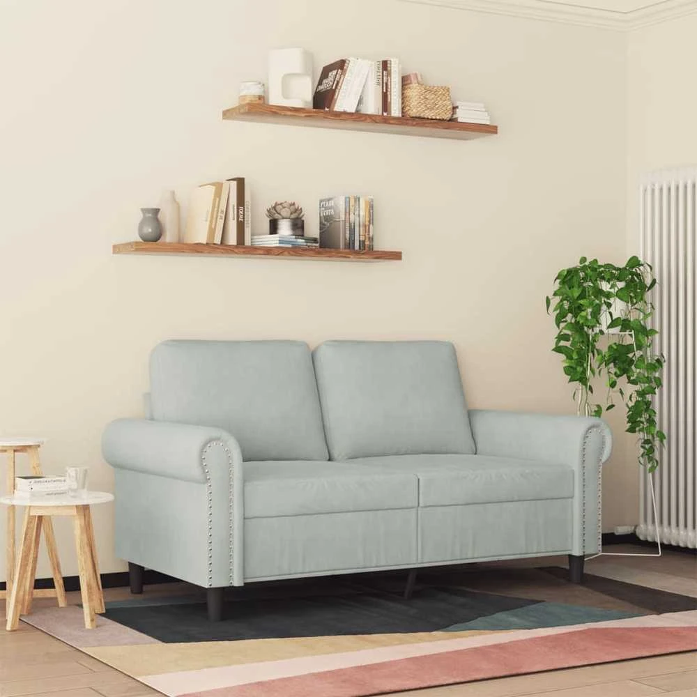 Dvivietė sofa, šviesiai pilkos spalvos, 120cm, aksomas