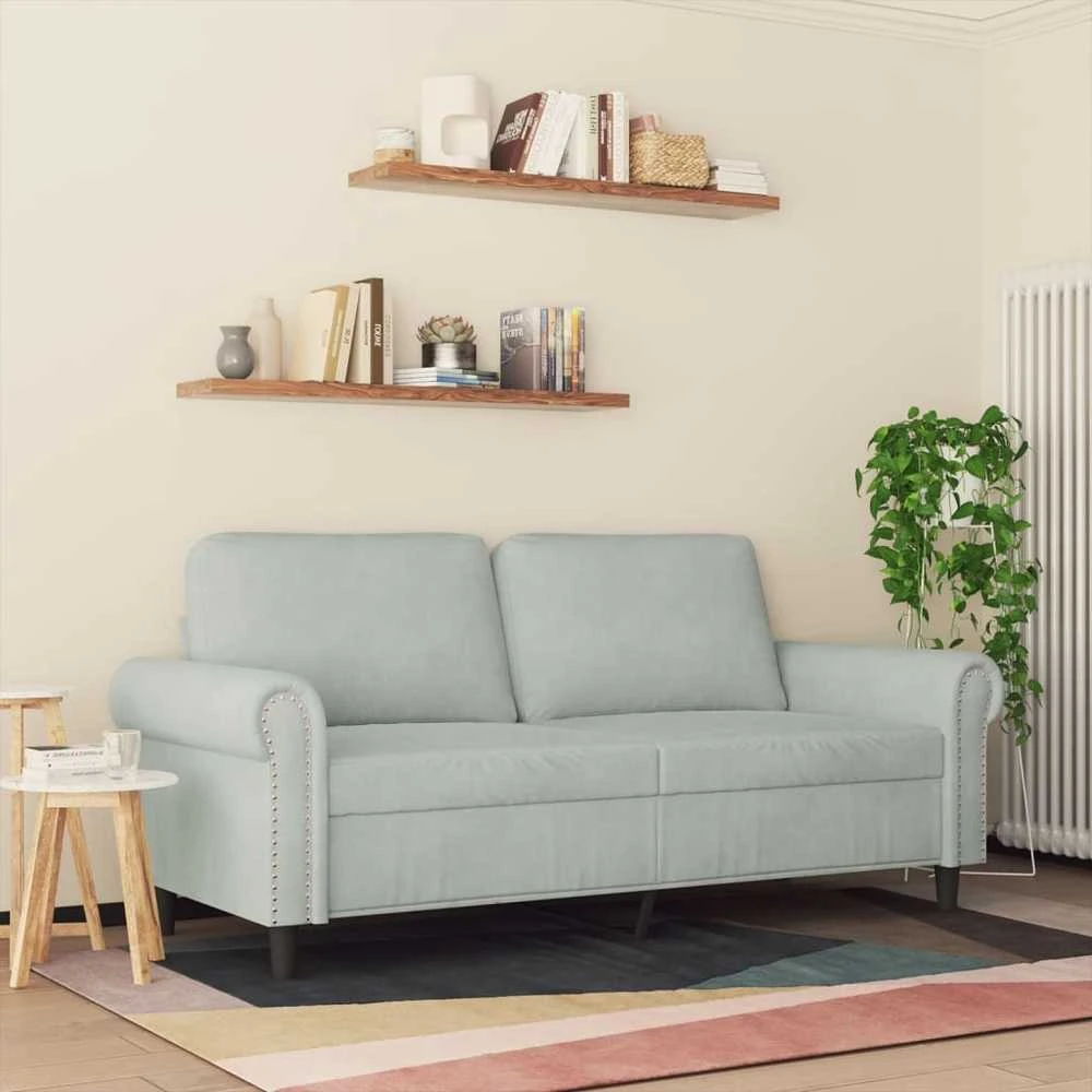 Dvivietė sofa, šviesiai pilkos spalvos, 140cm, aksomas