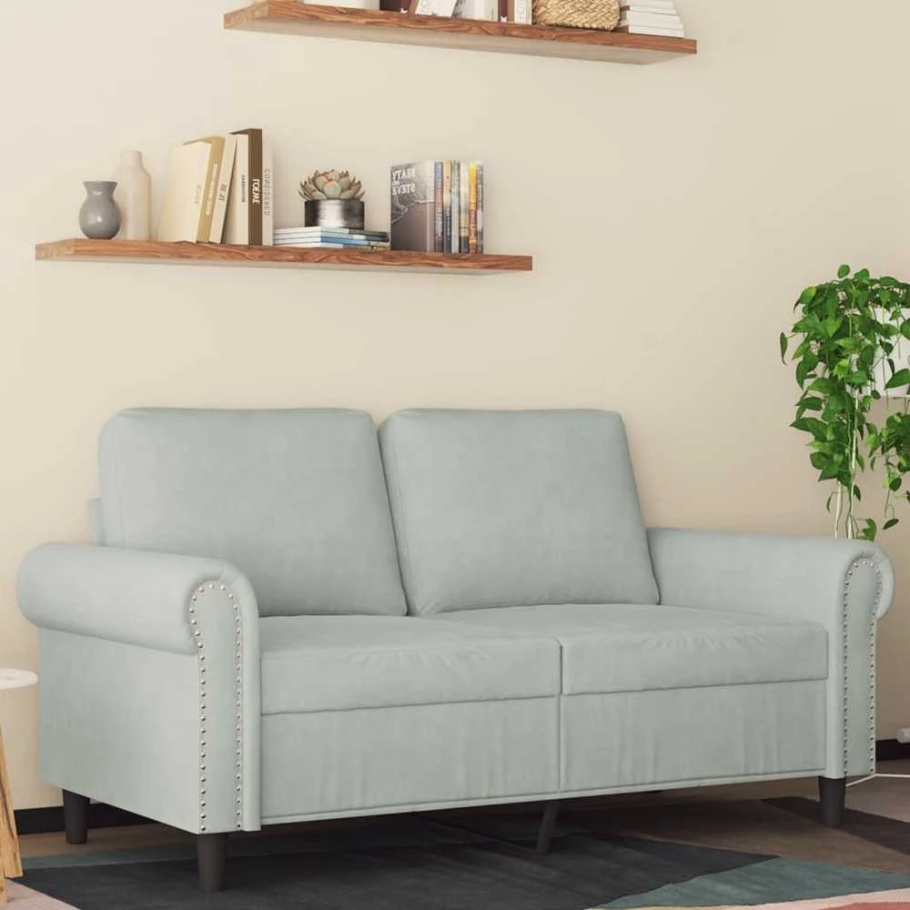 Dvivietė sofa, šviesiai pilkos spalvos, 120cm, aksomas