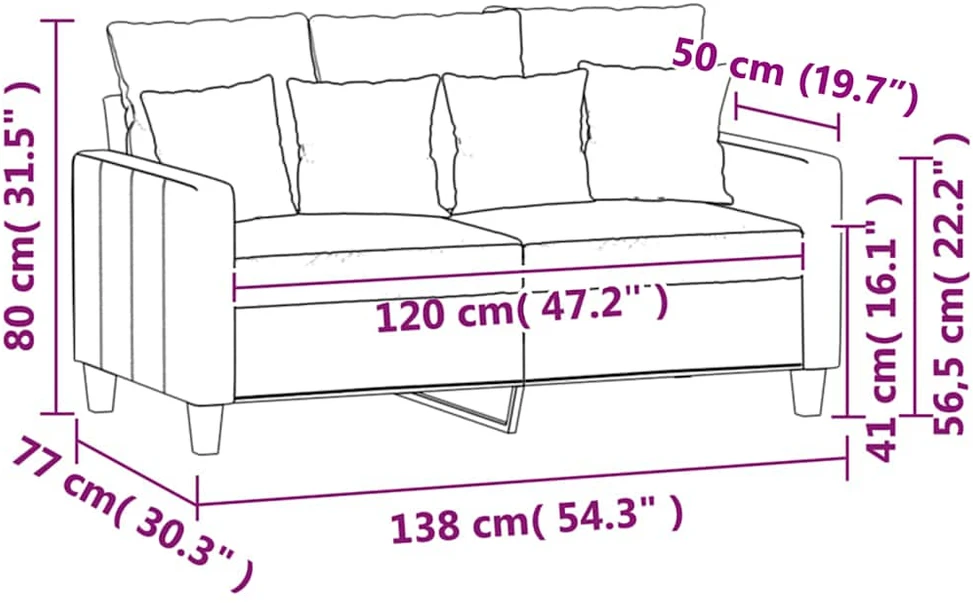 Dvivietė sofa, šviesiai pilkos spalvos, 120cm, aksomas