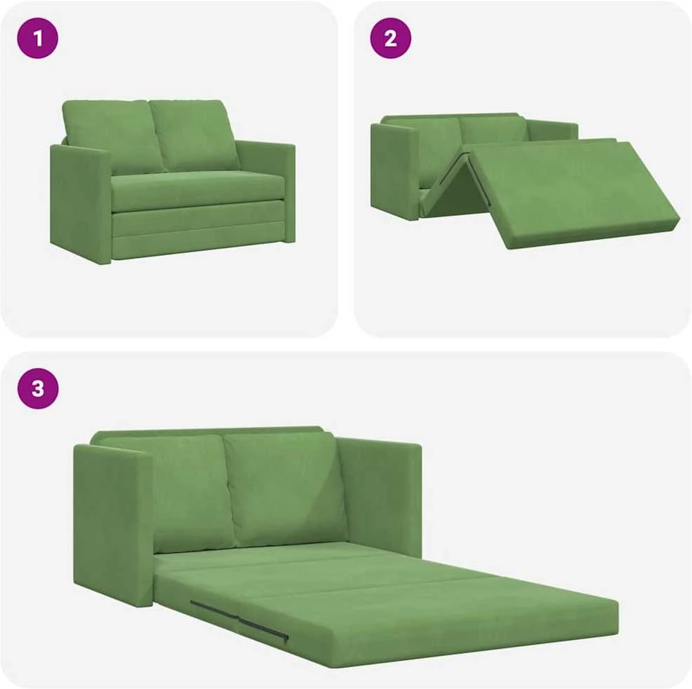 Sofa lova Šviesiai žalia 204 x 122 x 60 cm Aksomas