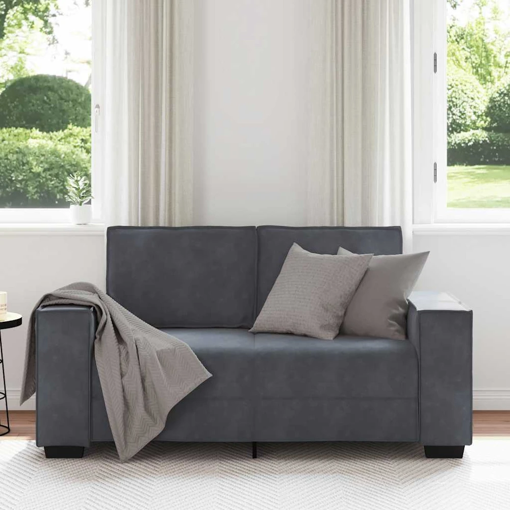 Dvivietė sofa, tamsiai pilka, 160x78x84 cm, aksomas