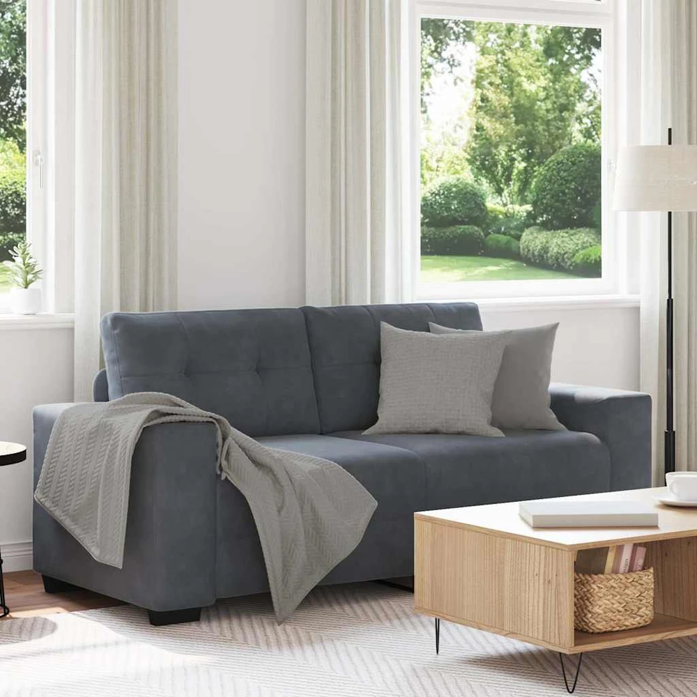 Dvivietė sofa, tamsiai pilka, 180x77x82 cm, aksomas