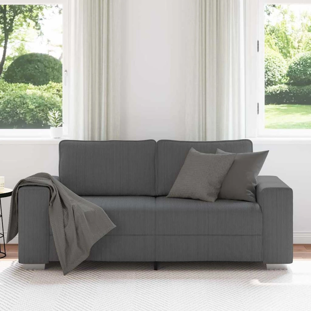 Dvivietė sofa, tamsiai pilka, 180x77x82 cm, velvetas, audinys