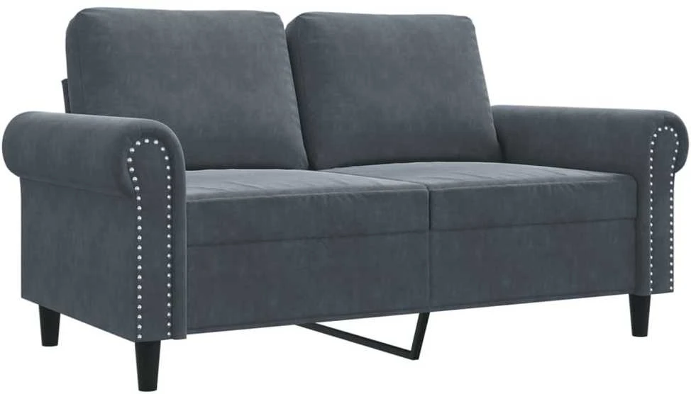 Dvivietė sofa, tamsiai pilkos spalvos, 120cm, aksomas