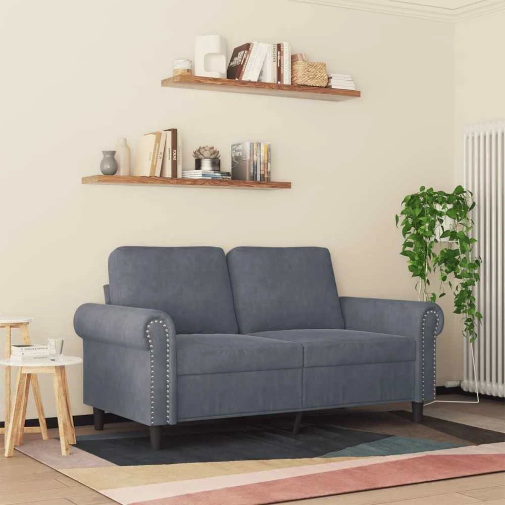 Dvivietė sofa, tamsiai pilkos spalvos, 120cm, aksomas