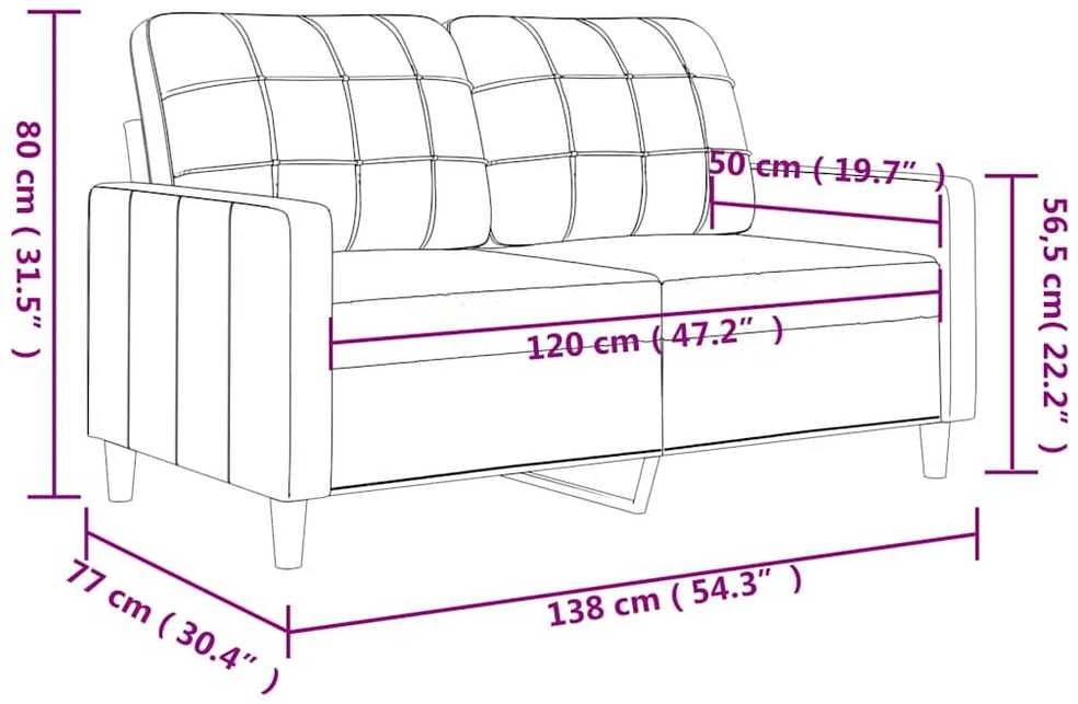 Dvivietė sofa, tamsiai pilkos spalvos, 120cm, audinys